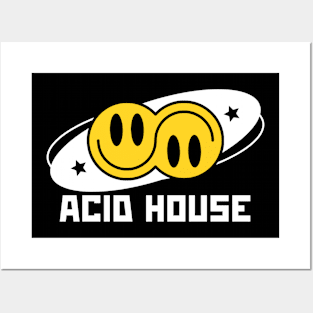 ACID HOUSE  - Double Smiley Flip (White) Posters and Art